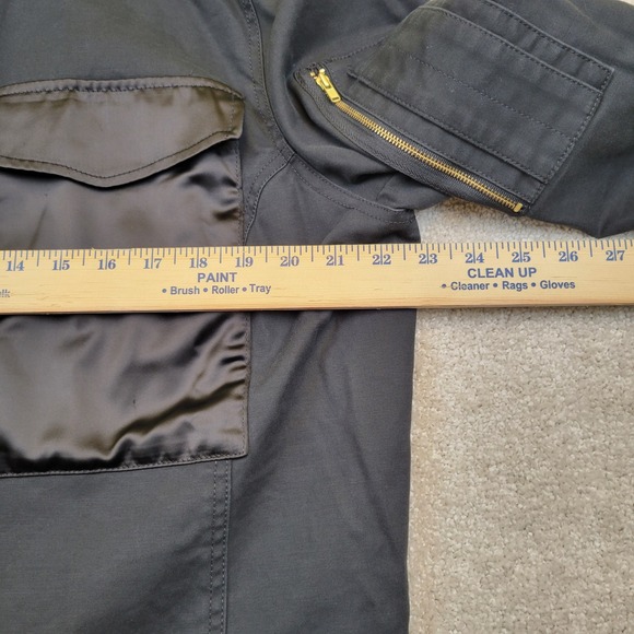 Cabi Women Black Moto Satin Pocket Utility Jacket Zip Front Gold Zipper Size XL - Picture 8 of 9